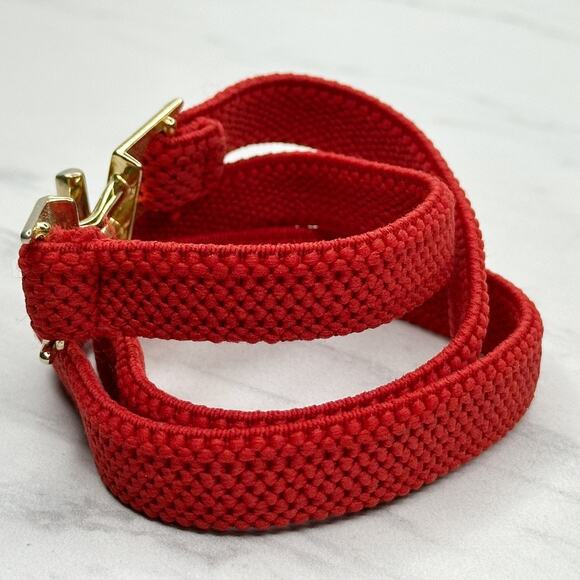 Vintage Womens Red Stretch Cinch Belt Interlocking Buckle Small (S) ✨ - Picture 3 of 7